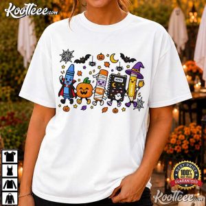 Spooky Teacher Halloween Cute School Supplies T Shirt (2)