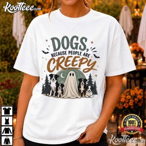 Halloween Dogs Because People Are Creepy Spooky Ghost T Shirt (1)