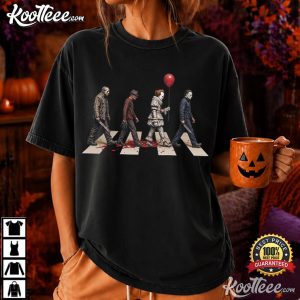 Horror Movie Villains Abbey Road Halloween Spooky T Shirt (1)