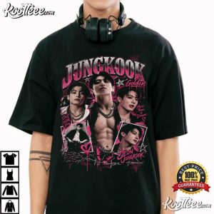 Jungkook BTS Pink Vintage Kpop Golden Fan T Shirt (3)