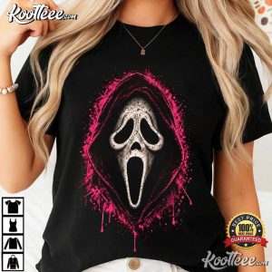 Ghostface Halloween Horror Gothic Pink Skull Graphic T Shirt (4)