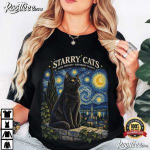 Starry Night Cat Van Gogh Inspired Cat T-Shirt Starry Night Cat Van Gogh Inspired Cat T Shirt (4)