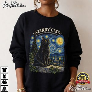 Starry Night Cat Van Gogh Inspired Cat T-Shirt Starry Night Cat Van Gogh Inspired Cat T Shirt (2)