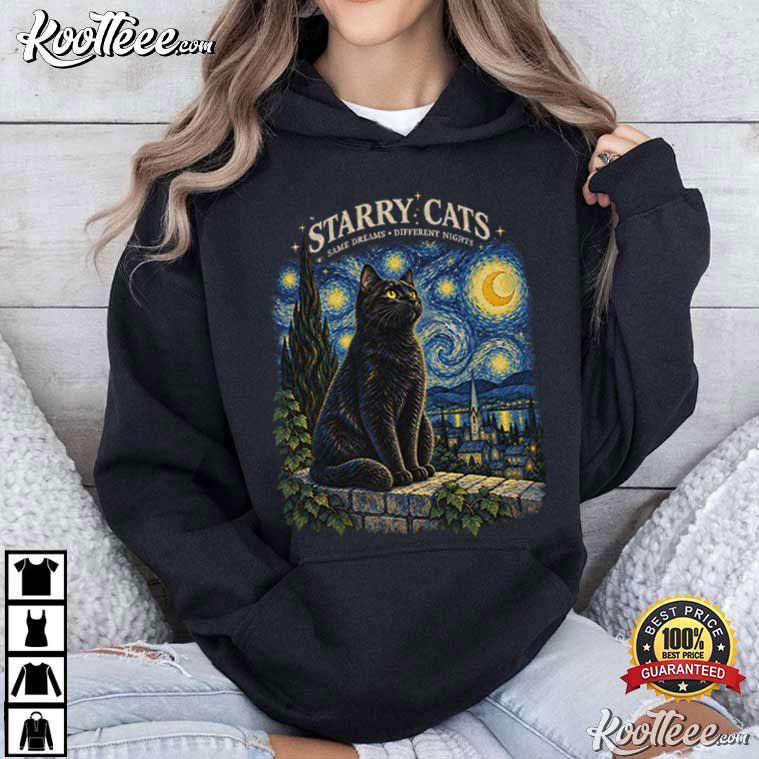 Starry Night Cat Van Gogh Inspired Cat T-Shirt Starry Night Cat Van Gogh Inspired Cat T-Shirt