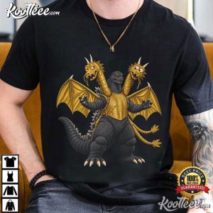 Three Headed Dragon Godzilla Gold And Black Monster T-Shirt Three Headed Dragon Godzilla Gold And Black Monster T Shirt (4)
