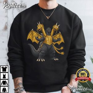 Three Headed Dragon Godzilla Gold And Black Monster T-Shirt Three Headed Dragon Godzilla Gold And Black Monster T Shirt (2)