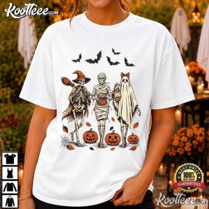 Halloween Skeleton Pumpkin Ghost Spooky Fall T Shirt (1)