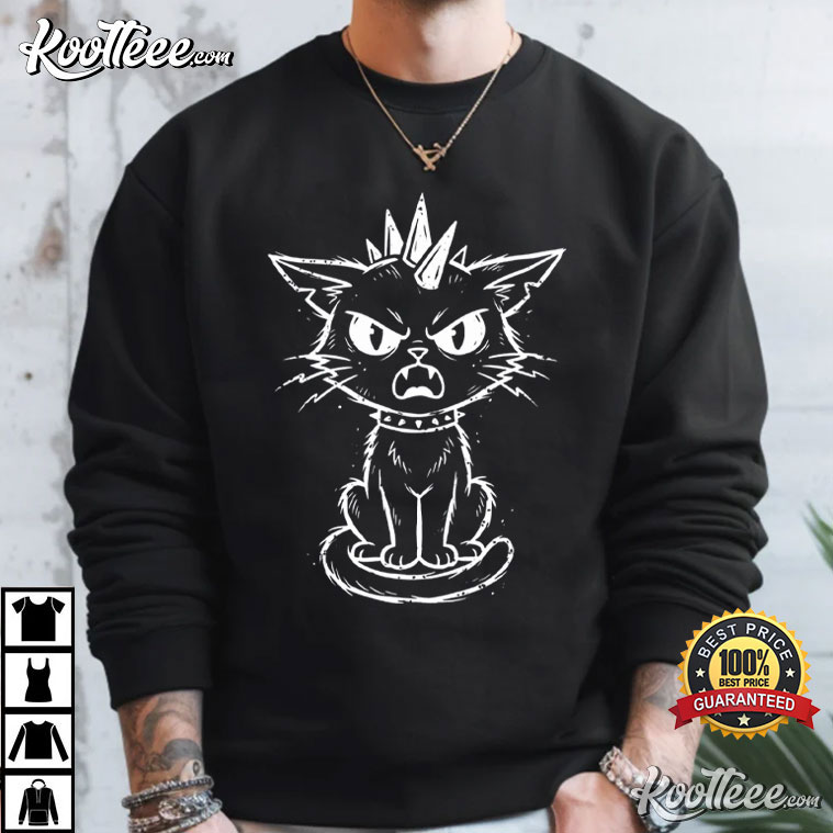 Cat Lover Grumpy Punk Cat Kitten Mohawk T-Shirt Cat Lover Grumpy Punk Cat Kitten Mohawk T-Shirt