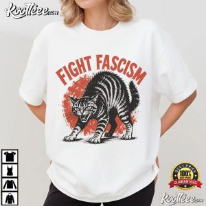 Fight Fascism Retro Protest Cat Vintage Activist T Shirt (1)