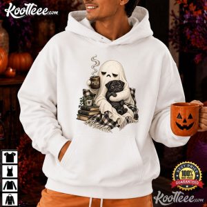 Grumpy Ghost Black Pug Dog Coffee Halloween Spooky T Shirt (2)