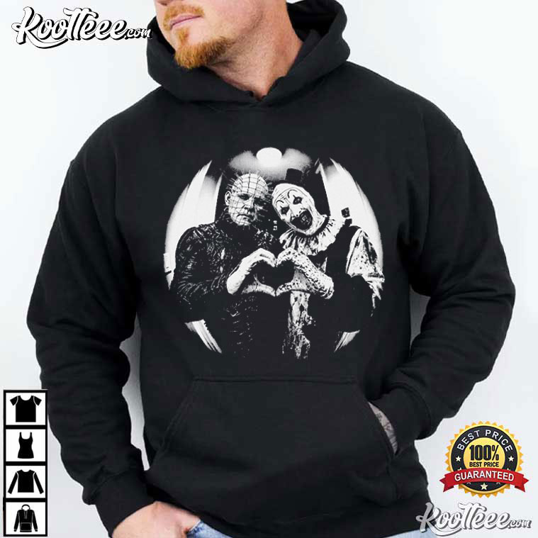 Pinhead And Art The Clown Heart Terrifier Vintage Horror Movie T-Shirt