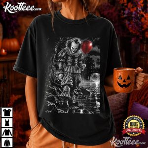 Sinister Red Balloon Clown Creepy Halloween T Shirt (4)