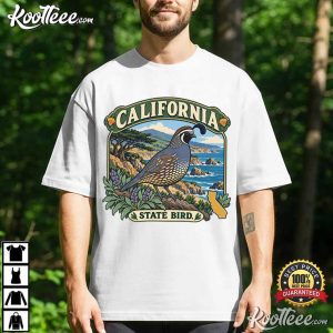 California Quail State Bird Vintage Art Souvenir T Shirt (1)
