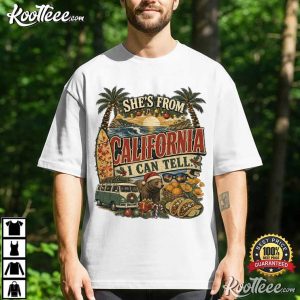 She's From California Christmas Coastal Holiday Surf T Shirt (1)