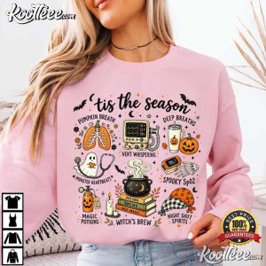 Tis The Season RT Halloween Respiratory Therapist Spooky Nurse T Shirt (4)