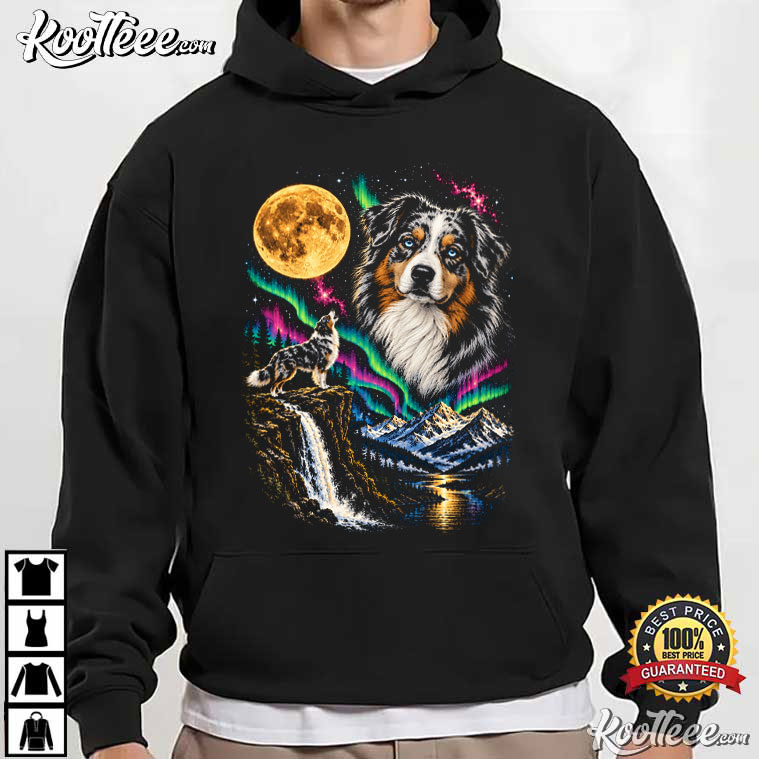 Dog Lovers 90s Australian Shepherd Howling T-Shirt Dog Lovers 90s Australian Shepherd Howling T-Shirt