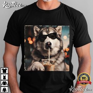 Alaskan Malamute Drinking Iced Coffee Cute Dog Lover T-Shirt Alaskan Malamute Drinking Iced Coffee Cute Dog Lover T Shirt (4)