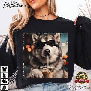 Alaskan Malamute Drinking Iced Coffee Cute Dog Lover T-Shirt Alaskan Malamute Drinking Iced Coffee Cute Dog Lover T Shirt (2)