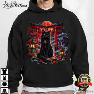 Black Cat Japanese Cat Mystical Moon Torii Gate T-Shirt Black Cat Japanese Cat Mystical Moon Torii Gate T Shirt (2)