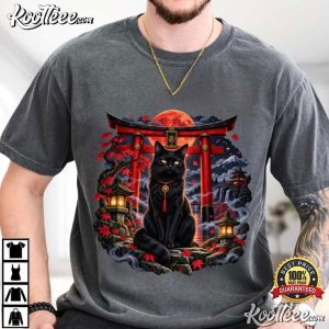 Black Cat Japanese Cat Mystical Moon Torii Gate T-Shirt Black Cat Japanese Cat Mystical Moon Torii Gate T Shirt (3)