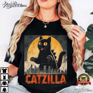 Catzilla Giant Cat Kaiju Funny Retro Monster T Shirt (1)