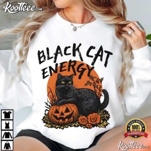 Black Cat Energy Funny Halloween Spooky Season T Shirt (4)