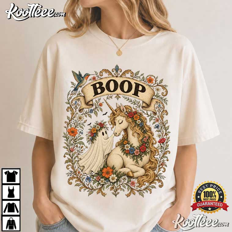 Ghost Unicorn Vintage Gothic Halloween Boop T-Shirt