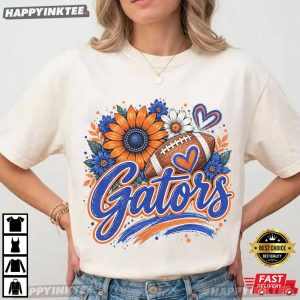Gators Flower Orange Blue Game Day Football T Shirt (1)