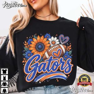 Gators Flower Orange Blue Game Day Football T Shirt (2)