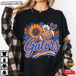Gators Flower Orange Blue Game Day Football T Shirt (3)