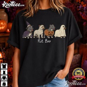 Halloween Pitbull Pit Boo Costume Spooky Ghost Dog T Shirt (4)