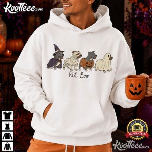 Halloween Pitbull Pit Boo Costume Spooky Ghost Dog T Shirt (3)
