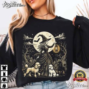 Halloween Poodles Because People Are Creepy Witch And Dogs T Shirt (4)