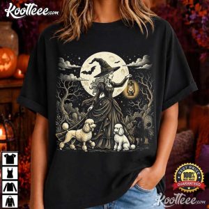 Halloween Poodles Because People Are Creepy Witch And Dogs T Shirt (1)