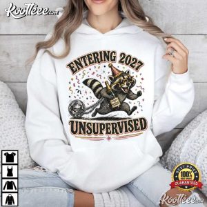 Entering 2027 Unsupervised New Year Funny Raccoon T Shirt (3)