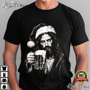 Jesus Santa Hat Beer Christmas Christian T Shirt (2)