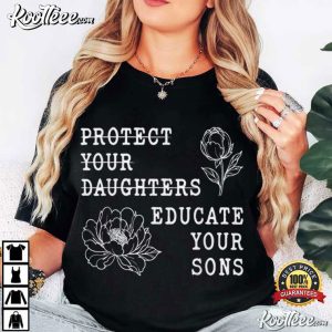 Floral Feminist Protect Your Daughters Educate Your Sons T Shirt (2)