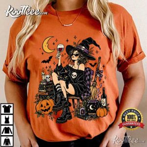 Halloween Wine Vintage Witch And Black Cat Spooky Season T-Shirt Halloween Wine Vintage Witch And Black Cat Spooky Season T Shirt (2)