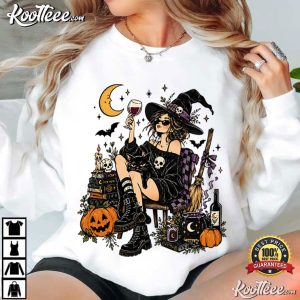 Halloween Wine Vintage Witch And Black Cat Spooky Season T-Shirt Halloween Wine Vintage Witch And Black Cat Spooky Season T Shirt (3)