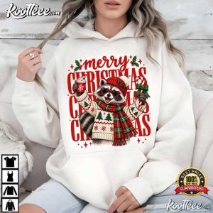 Merry Christmas Raccoon Funny Holiday Animal T Shirt (2)