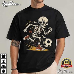 Spooky Sports Funny Skeleton Playing Soccer Halloween T Shirt (1)