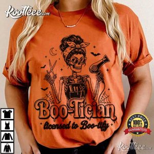 Hairdresser Boo Tician Halloween Hair Stylist Skeleton Funny T Shirt (4)