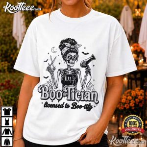 Hairdresser Boo Tician Halloween Hair Stylist Skeleton Funny T Shirt (2)