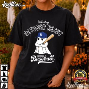 October Ready Dodgers Baseball Halloween Ghost Spooky Season T Shirt (1)