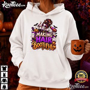 Skeleton Hairstylist Halloween Spooky Salon T Shirt (4)