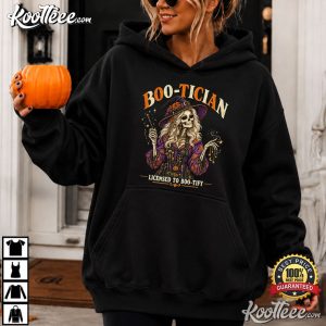 Boo Tician Halloween Hair Stylist Skeleton Spooky Beauty Salon T Shirt (2)