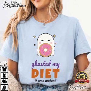 Ghosted My Diet Halloween Cute Ghost Donut Foodie Spooky Season T Shirt (2)
