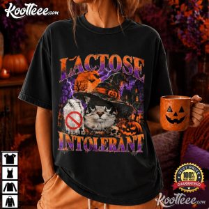 Lactose Intolerant Cat Funny Halloween Spooky Witch T Shirt (1)