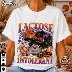 Lactose Intolerant Cat Funny Halloween Spooky Witch T Shirt (2)
