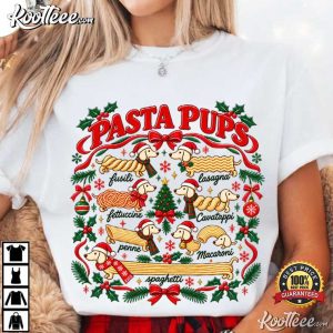 Christmas Pasta Pups Funny Dachshund Weiner Dog T Shirt (1)